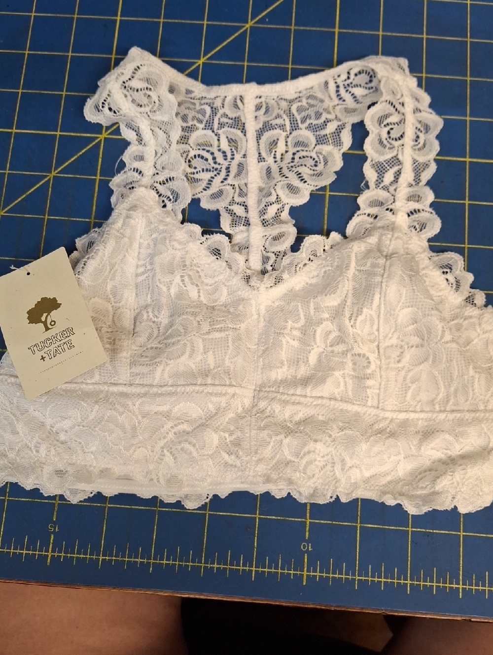 Tucker + Tate White Floral Lace Racerback Bralette Girls 8/10 White Lace New